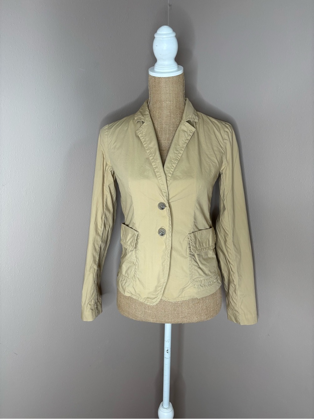 J. Crew Lightweight Beige khaki Women's 100% Cotton 2-Button Blazer Size 0
